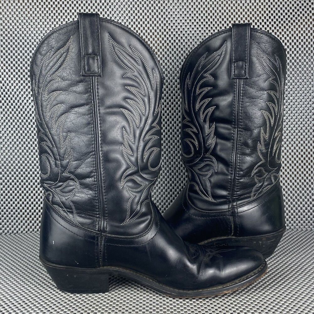 Laredo Cowboy Boots Womens 8.5 M Black Western Pull On - Picture 3 of 11